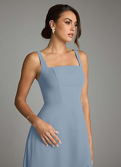 Azazie Debra Bridesmaid Dresses Dusty Blue A-Line with Pockets Chiffon Convertible Dress image3