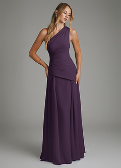 Azazie Holly Bridesmaid Dresses Plum A-Line Corset Chiffon Dress image3