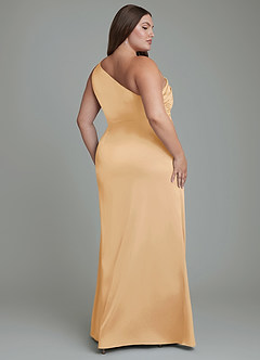 Azazie Akilah Brautjungfernkleider Meerjungfrau-Linie One-Shoulder Stretch-Satin Kleid Gold image9