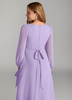 Azazie Leonia Junior Lilac A-Line with Pockets Chiffon Dress image6