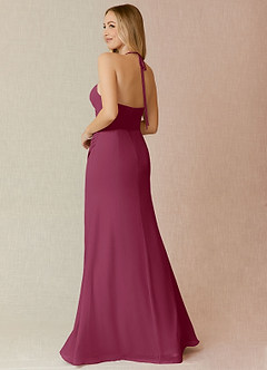 Azazie Miya Final Sale Agave Sheath Pleated Chiffon Dress image4