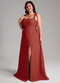 Azazie Debra Bridesmaid Dresses Terracotta A-Line with Pockets Chiffon Convertible Dress image11