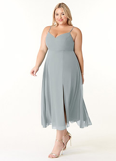 Azazie Clarissa Bridesmaid Dresses Dolphin Grey A-Line V-Neck Chiffon Dress image9