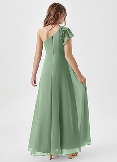 Azazie Arabella Junior A-Linie Gestreift Chiffon Kleid Matcha image2