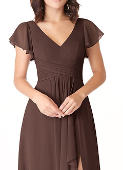 Azazie Omari Bridesmaid Dresses Ganache A-Line Chiffon Dress image5