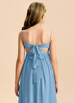 Azazie Zeya Junior Steel Blue A-Line Chiffon Dress image7