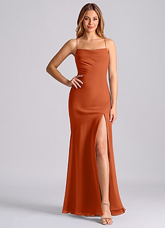 Azazie Grata 신부 들러리 드레스 인어 주름진 쉬폰 바닥 길이 드레스 image6