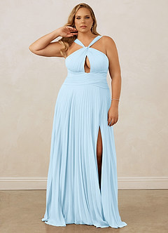 Christian Siriano Bridal for Azazie 1009 Brautjungfernkleider A-Linie Plissee Chiffon Kleid Himmelblau image11