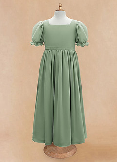 Azazie Joss Flower Girl Dresses Matcha A-Line with Sleeves Chiffon Dress image5