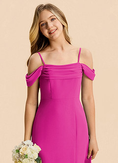 Azazie Lilly Junior Fuchsia A-Line Pleated Chiffon Dress image6