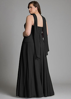 Azazie Gabriela Robes de demoiselle d'honneur Robe Trapèze en Mousseline de soie Corset Noir image14
