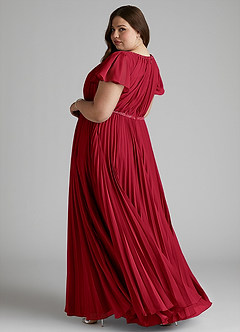 Azazie Kara Modest Bridesmaid Dresses A-Line Pleated Chiffon Floor-Length Dress image11