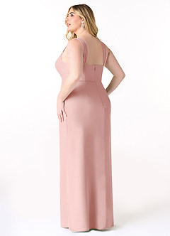 Azazie Denice Bridesmaid Dresses Powder Pink Sheath Pleated Chiffon Dress image12