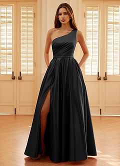 Millie Schwarz A-Linien-Abendkleid aus Satin image3