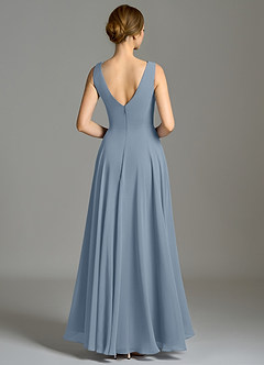 Azazie Wonderland Bridesmaid Dresses Dusty Blue A-Line Pleated Chiffon Dress image2