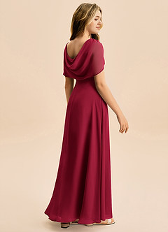 Azazie Emma Junior Robe Trapèze en Mousseline de soie Plissée Bourgogne image6