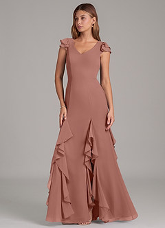 Azazie Nessa Bridesmaid Dresses Cedar Rose A-Line Chiffon Dress image1