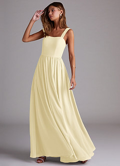 Azazie Calianna Bridesmaid Dresses Lemon Sorbet A-Line Off the Shoulder Chiffon Convertible Dress image3