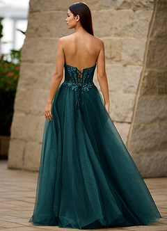 Brilliance Dark Green Glitter Prom Dress image2