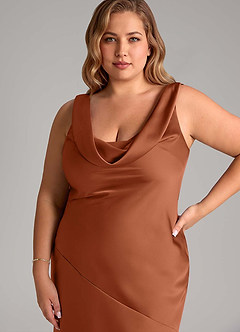 Azazie Rylina Bridesmaid Dresses Cedar Rose Mermaid Stretch Satin Dress image11
