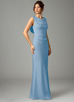 Azazie Kieryn Brautjungfernkleider Meerjungfrau-Linie Plissee Stretch-Satin Kleid Puderblau image3