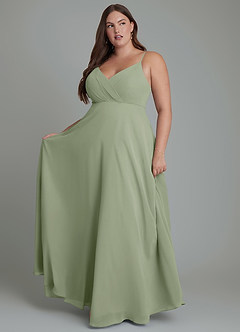 Azazie Amani Bridesmaid Dresses Pistachio A-Line Pleated Chiffon Dress image7