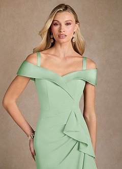 Azazie Laredo Moeder van de bruid jurken Zeemeermin Jurk van Stretch crêpe Off the Shoulder Stoffige Salie image6