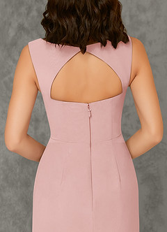 Azazie Flori Bridesmaid Dresses Powder Pink Sheath Square Neckline Chiffon Dress image3