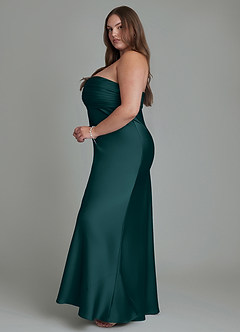 Azazie Saylor Vestidos de damas de honor Vestido Pino de Satén Elástico de Corte Sirena con Palabra de honor image14