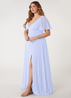 Azazie Kimber Bridesmaid Dresses Lavender A-Line Flounce Sleeve Chiffon Dress image7