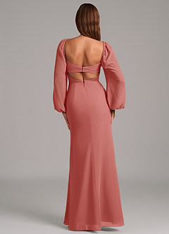 Azazie Brixley Abiti da Damigella Abito Sirena in Chiffon Maniche Lunghe Rosa Antica image2