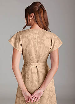 Azazie Ling Robes de demoiselle d'honneur Robe Trapèze en Blumen-Burnout Plissée Champagne image8