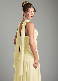 Azazie Gabriela Bridesmaid Dresses Lemon Sorbet A-Line Corset Chiffon Dress image12