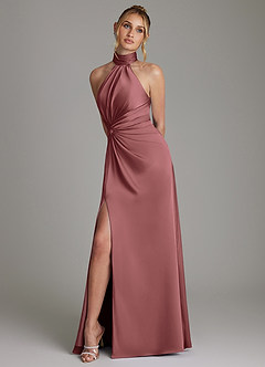 Azazie Gracelynn Robes de demoiselle d'honneur Robe Fourreau en Satin extensible Plissée Améthyste image5