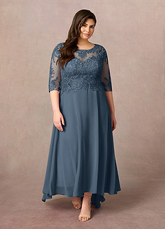 Azazie Monza Kleider für die Brautmutter A-Linie Spitze Chiffon Kleid Neptunblau image7