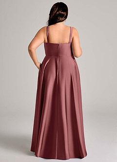 Azazie Shaude Bridesmaid Dresses Amethyst A-Line Pleated Stretch Satin Dress image13