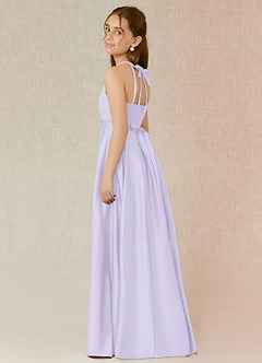 Azazie Arianthe A-Line Matte Satin Floor-Length Junior Bridesmaid Dress with Pockets image3