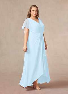 Azazie Eliza Mother of the Bride Dresses Sky Blue A-Line V-Neck Pleated Chiffon Dress image9