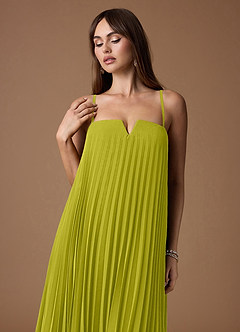 Nahla Lemon Green Allover Pleated Maxi Dress image9