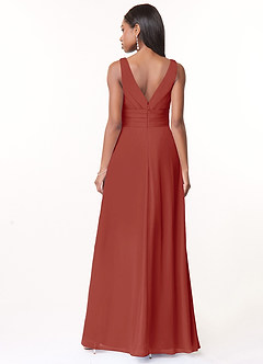 Azazie Julianna Bridesmaid Dresses Terracotta A-Line Chiffon Dress image2