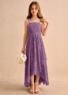 Azazie Twilight Girls Formal Sukienki dla dziewczynek sypiących kwiaty Litera A Plisowana Kwiatowe wypalenie Asymetryczny Sukienka image5