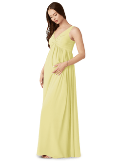 Azazie Yetta Brautjungfernkleider für Schwangere A-Linie V-Hals Versammelt Chiffon Bodenlänge Kleid image4