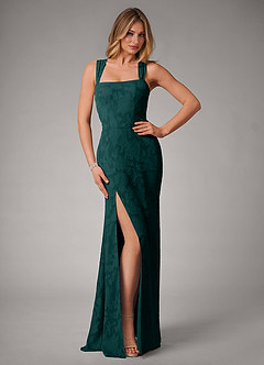 Azazie Luci Bridesmaid Dresses Pine Mermaid Pleated Floral Burnout Convertible Dress image1