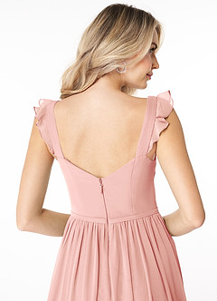 Azazie Stassie Final Sale Rosette A-Line Sweetheart Ruched Chiffon Dress image6