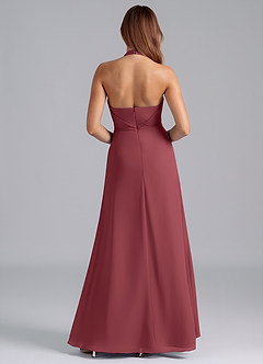 Azazie Odie Bridesmaid Dresses Merlot A-Line Chiffon Dress image2