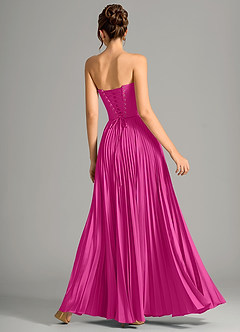 Azazie Saedra Bridesmaid Dresses Fuchsia A-Line Corset Stretch Satin Dress image6