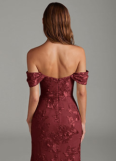 Azazie Saige Bridesmaid Dresses Crimson Blaze Mermaid Off the Shoulder Mesh Convertible Dress image5