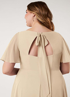 Azazie Kimber Vestidos de damas de honor Vestido de Champán de Gasa de Corte en A con Manga volante image14