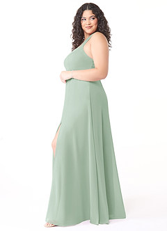 Azazie Jane Bridesmaid Dresses Agave A-Line V-Neck Pleated Chiffon Dress image8