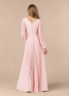 Azazie Zina Mother of the Bride Dresses Blushing Pink A-Line Pleated Chiffon Dress image4